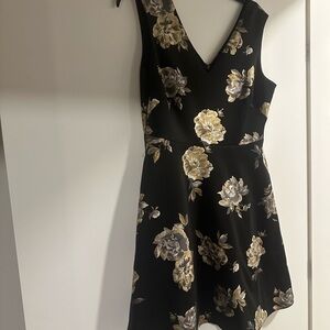 White House Black Market Black and Gold Floral Mini Dress